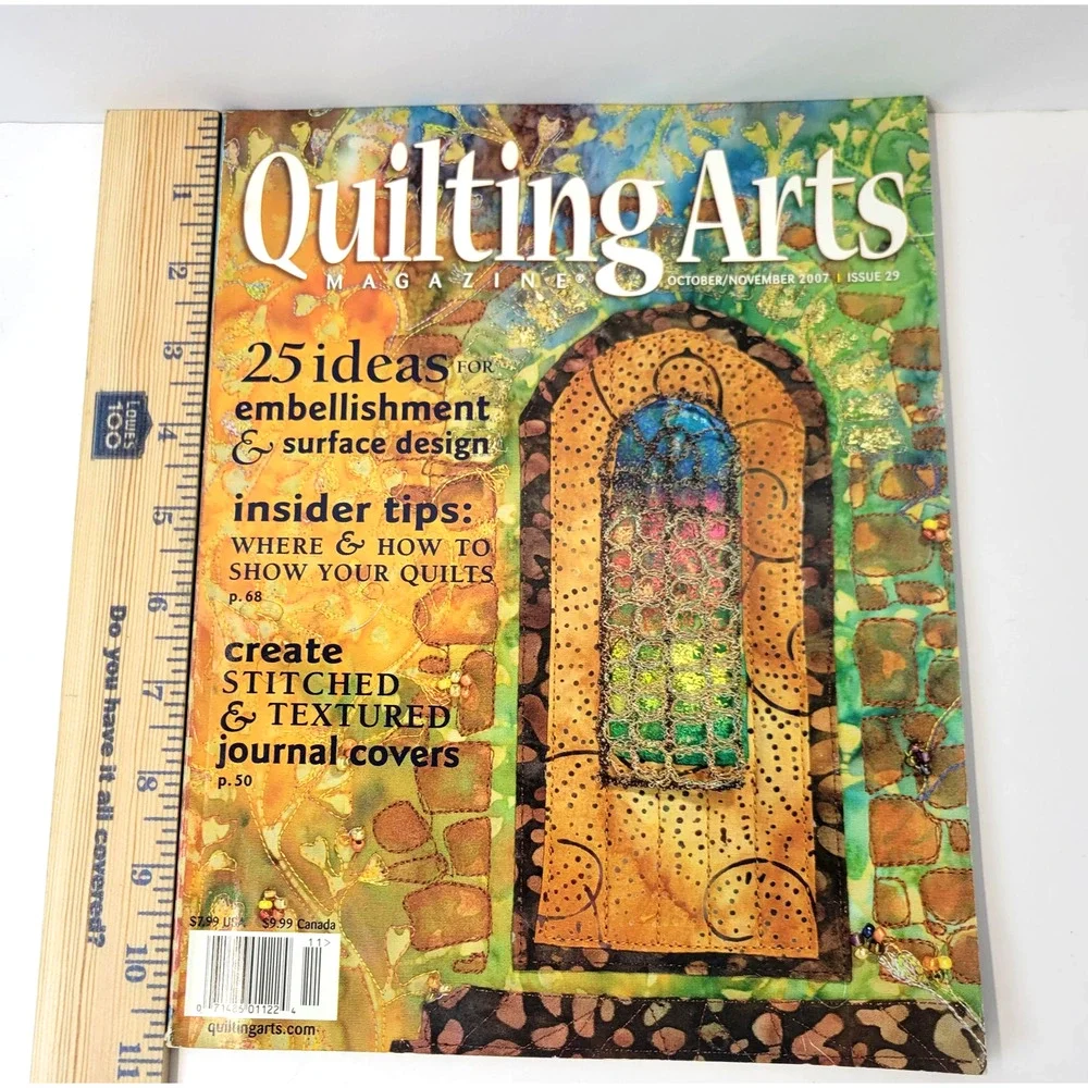 Quilting Arts Magazine October/November 2007 Issue 29 Quilting Sewing Back Issue